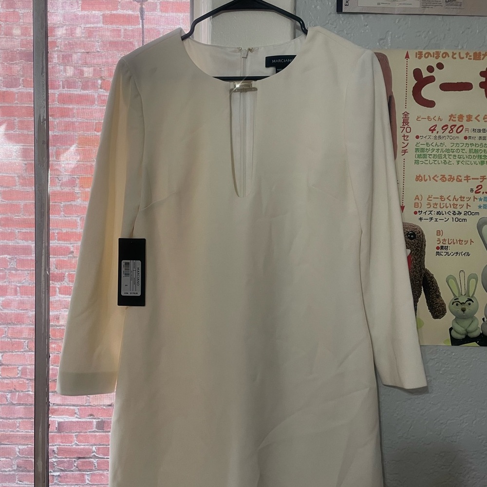 Marciano White 3/4 Sleeve Sheath Dress for Cocktail